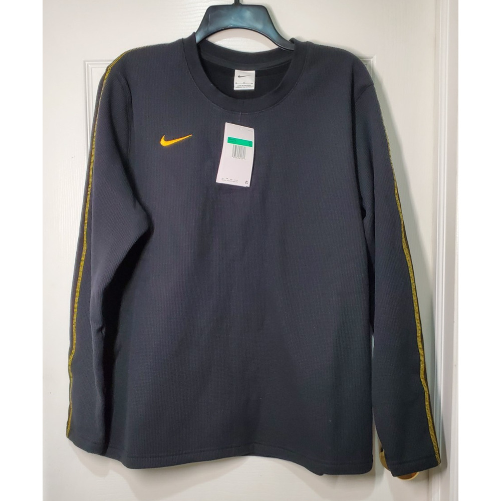 NWT Nike Women’s Pullover T-Shirt XL Black Yellow Trim Long Sleeve Crew Neck